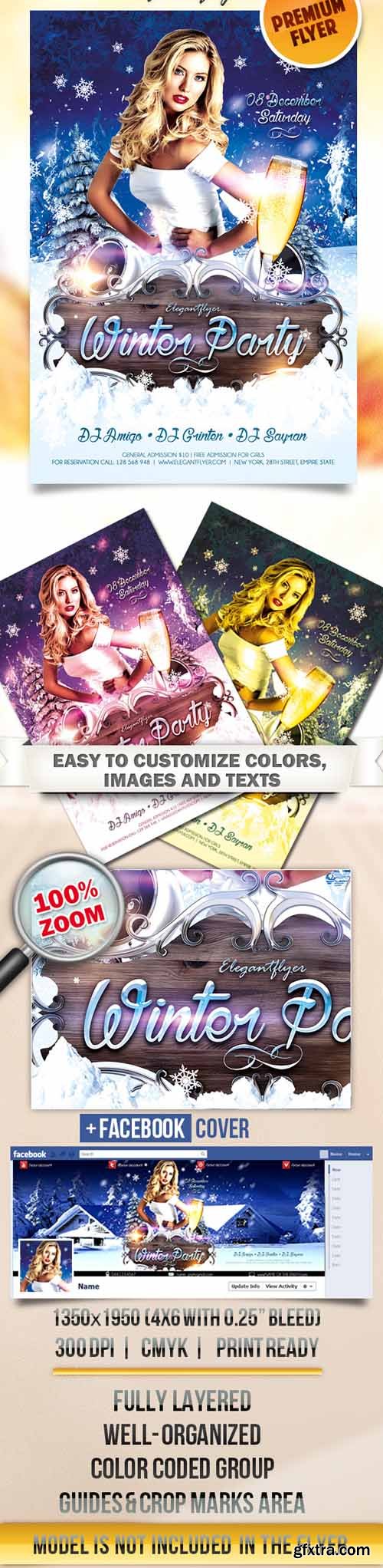 Winter Party 3 – Flyer PSD Template + Facebook Cover