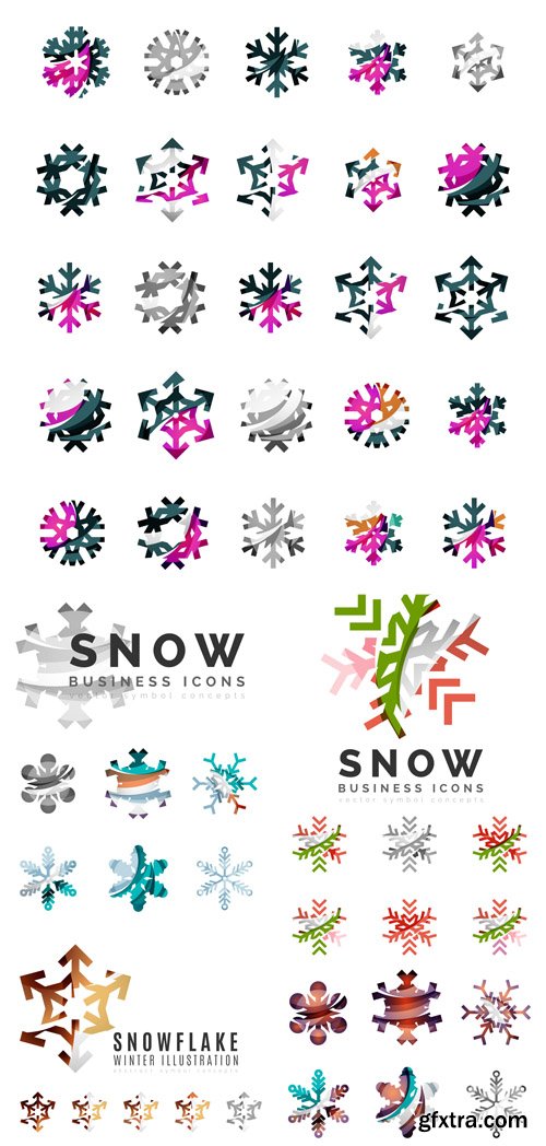 Abstract Snowflakes Winter Illustration Vector Set