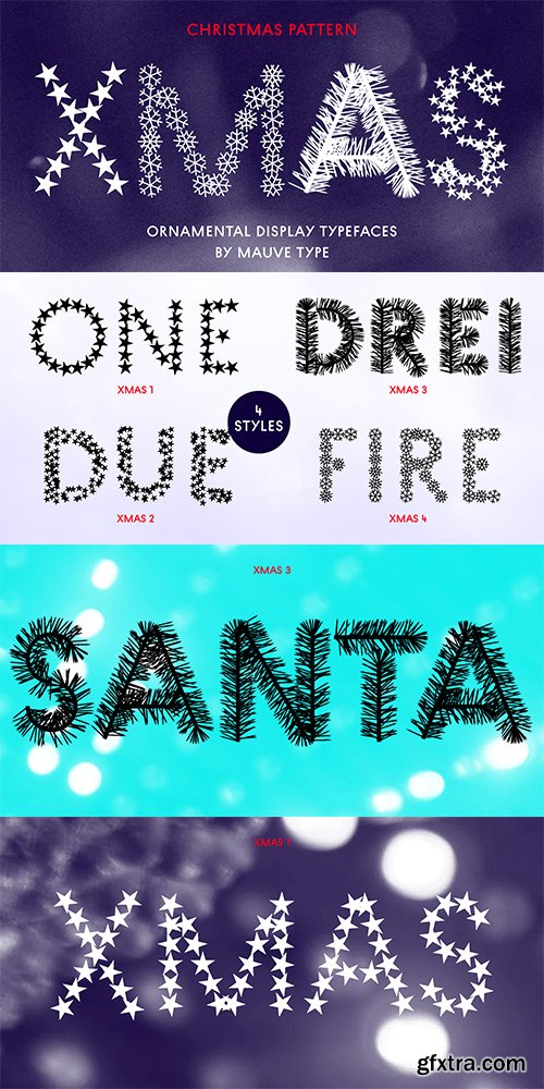 Christmas Pattern Font Family - 4 FONTS $126