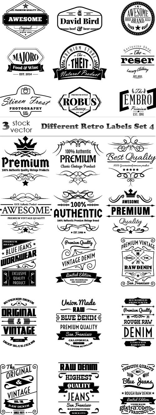 Vectors - Different Retro Labels Set 4