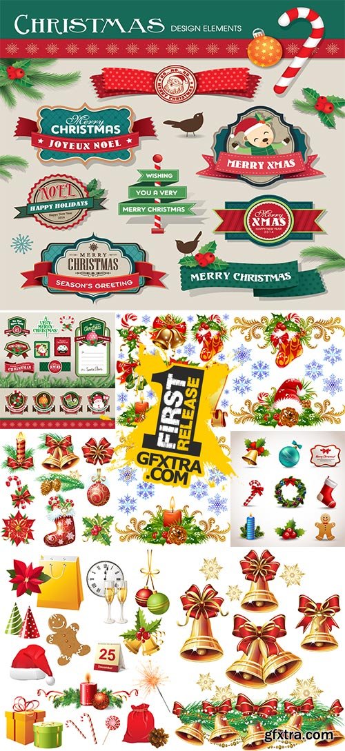 Stock Christmas design elements vector