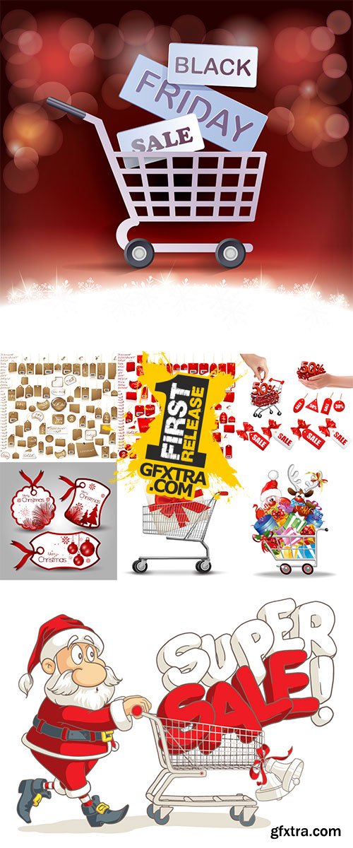 Stock christmas gift in cart vector