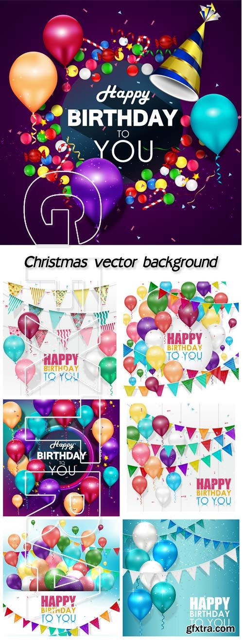 Happy birthday, garlands and balloons vector