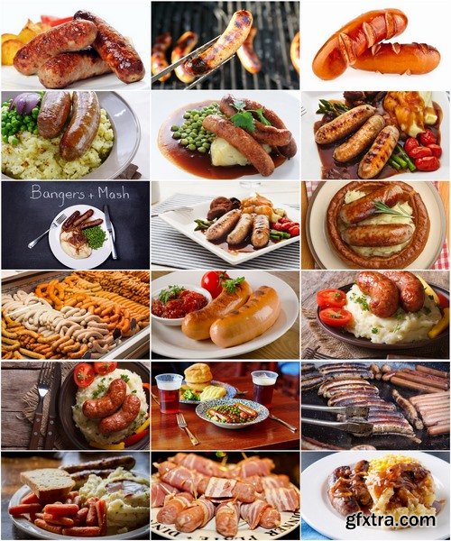 Collection Sausage BBQ sausages mashed puree 25 HQ Jpeg