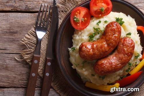 Collection Sausage BBQ sausages mashed puree 25 HQ Jpeg