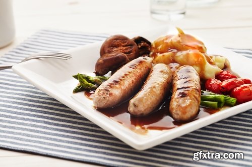 Collection Sausage BBQ sausages mashed puree 25 HQ Jpeg