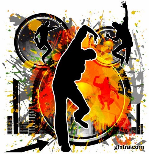 Collection of vector image background is breakdance underground urban dance style 25 EPS