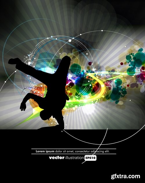 Collection of vector image background is breakdance underground urban dance style 25 EPS