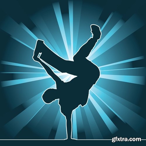 Collection of vector image background is breakdance underground urban dance style 25 EPS