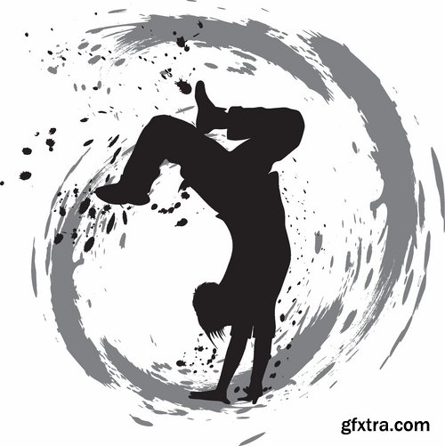 Collection of vector image background is breakdance underground urban dance style 25 EPS