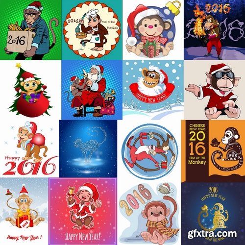 Collection of vector logo picture Christmas 2016 a background monkey flyer banner poster 2-25 EPS