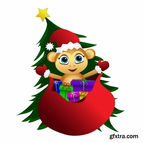 Collection of vector logo picture Christmas 2016 a background monkey flyer banner poster 2-25 EPS