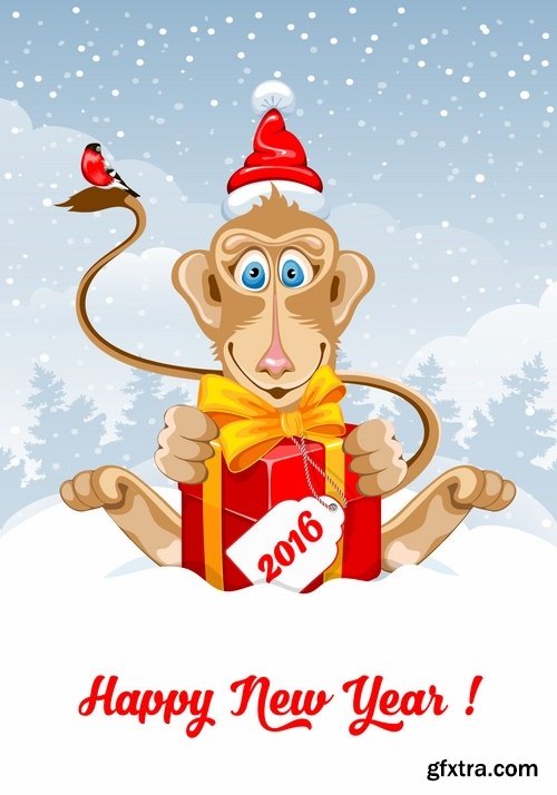 Collection of vector logo picture Christmas 2016 a background monkey flyer banner poster 2-25 EPS
