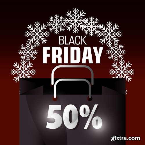 Collection of vector banner picture sale sticker flyer poster Black Friday discount 25 EPS