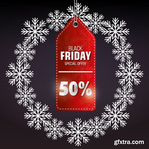 Collection of vector banner picture sale sticker flyer poster Black Friday discount 25 EPS