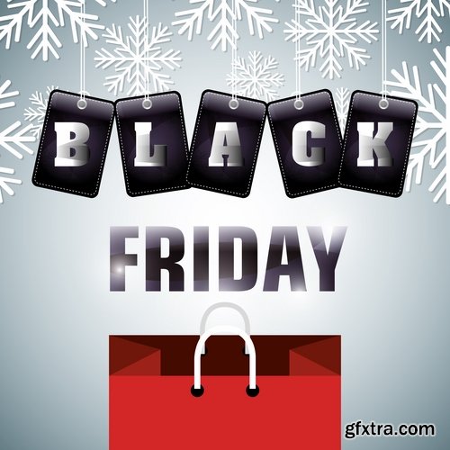 Collection of vector banner picture sale sticker flyer poster Black Friday discount 25 EPS