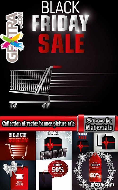 Collection of vector banner picture sale sticker flyer poster Black Friday discount 25 EPS