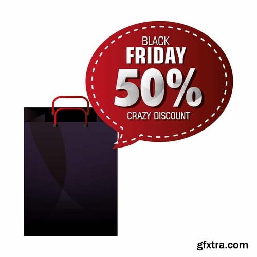 Collection of vector banner picture sale sticker flyer poster Black Friday discount 25 EPS