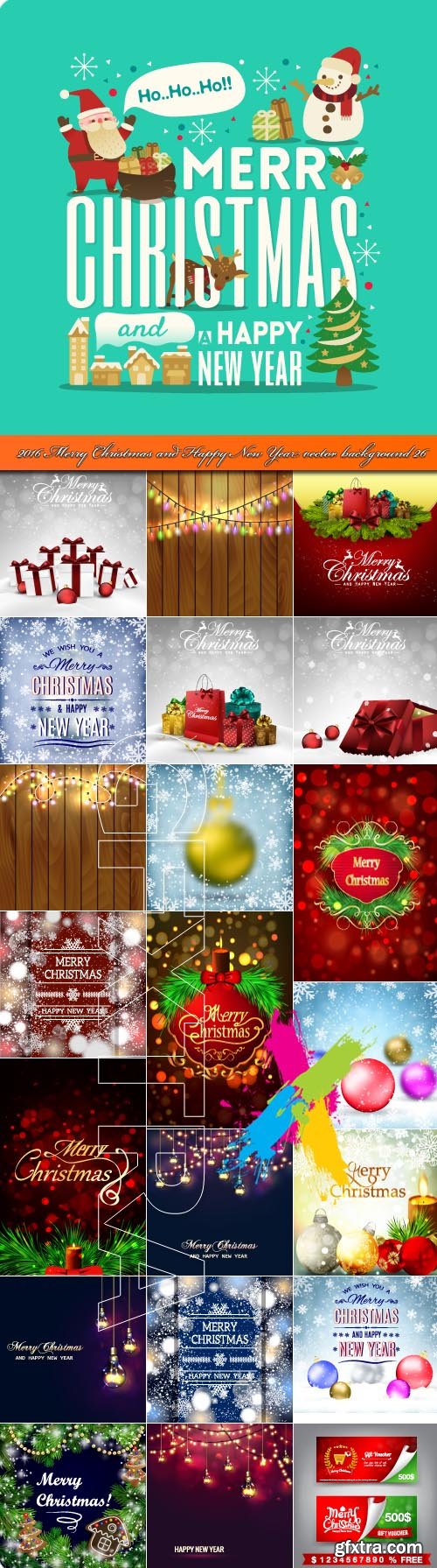 2016 Merry Christmas and Happy New Year vector background 26