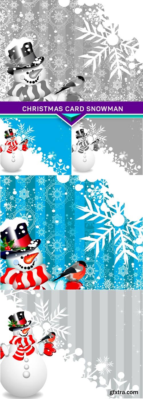 Christmas card Snowman 5x JPEG