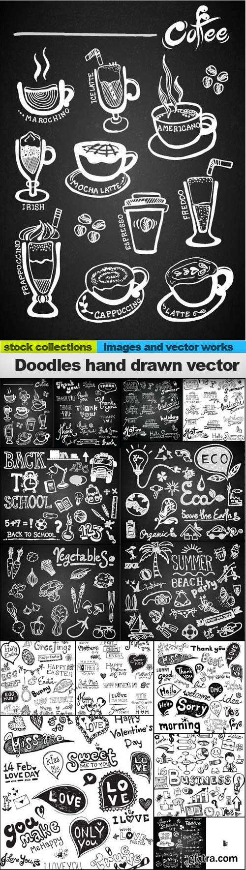 Doodles hand drawn vector, 15 x EPS