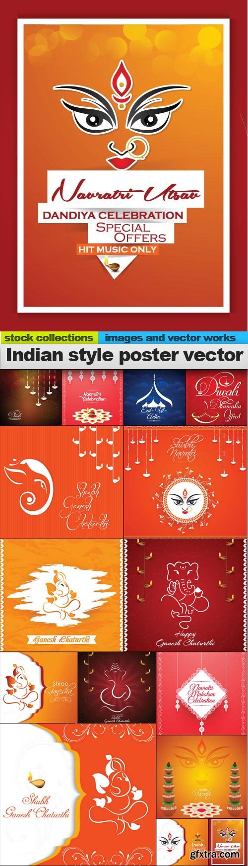 Indian style poster vector, 15 x EPS