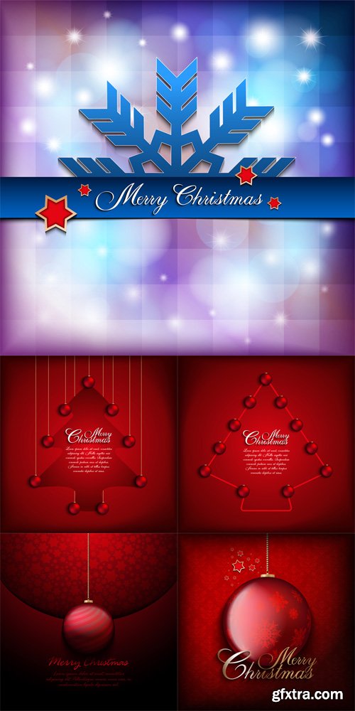 Christmas Card Vector Template Set 3