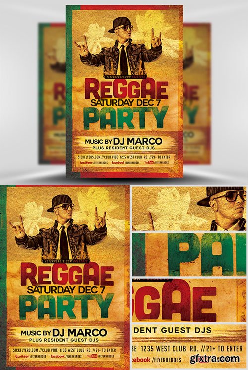 Reggae Party Flyer Template » GFxtra