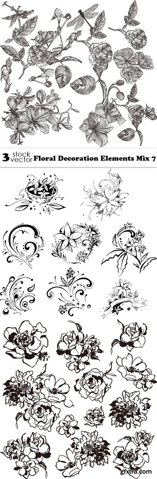 Vectors - Floral Decoration Elements Mix 7