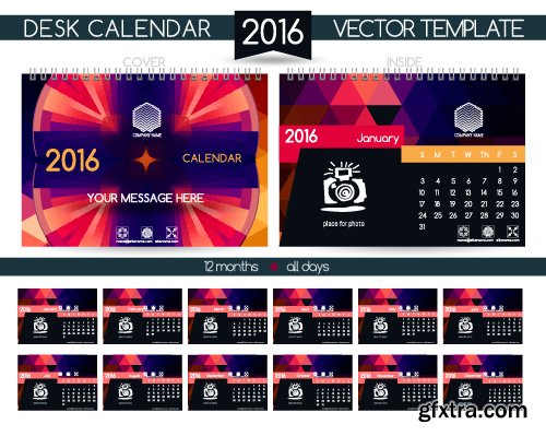 Desk calendar 2016 vector 26