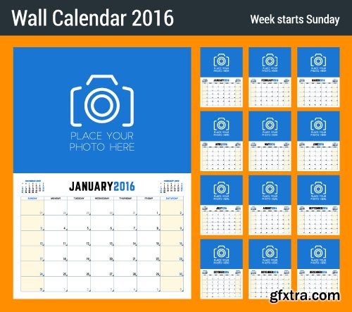 Desk calendar 2016 vector 26