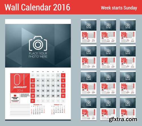 Desk calendar 2016 vector 26