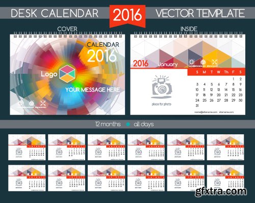 Desk calendar 2016 vector 26