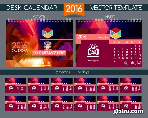 Desk calendar 2016 vector 26