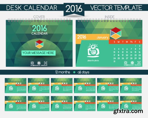 Desk calendar 2016 vector 26