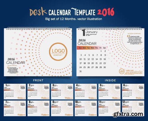 Desk calendar 2016 vector 26