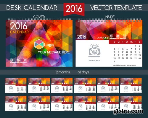 Desk calendar 2016 vector 26