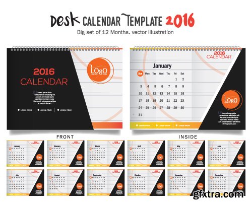 Desk calendar 2016 vector 26