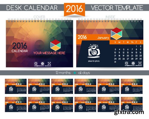 Desk calendar 2016 vector 26