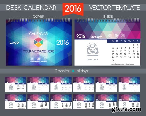 Desk calendar 2016 vector 26