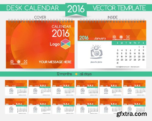 Desk calendar 2016 vector 26