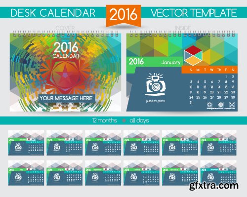 Desk calendar 2016 vector 26