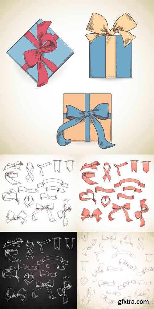 Vector Holiday Ribbons and Gift Boxes