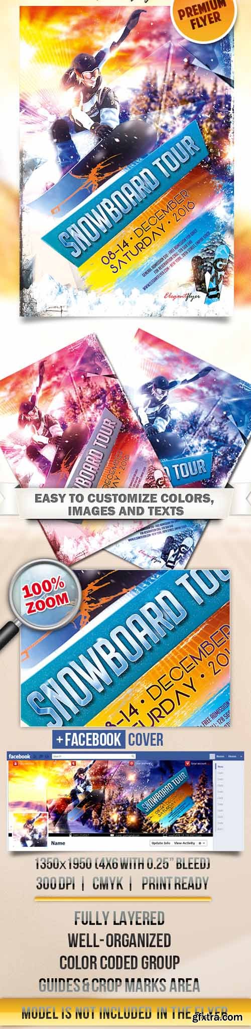 Snowboard Tour – Flyer PSD Template + Facebook Cover