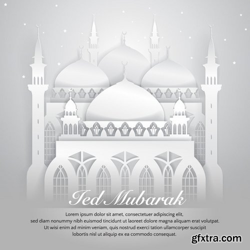 Collection of vector image background is eastern window Mosque Islam Mosque 25 EPS