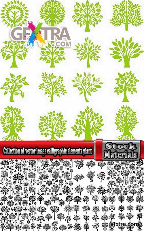 Collection of vector image calligraphic elements plant tree bush flower icon 25 HQ Jpeg