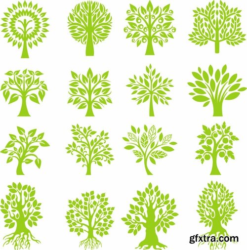 Collection of vector image calligraphic elements plant tree bush flower icon 25 HQ Jpeg