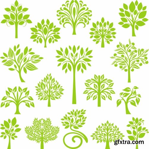 Collection of vector image calligraphic elements plant tree bush flower icon 25 HQ Jpeg