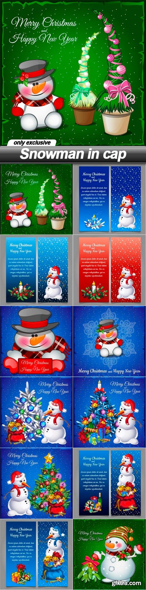 Snowman in cap - 12 EPS