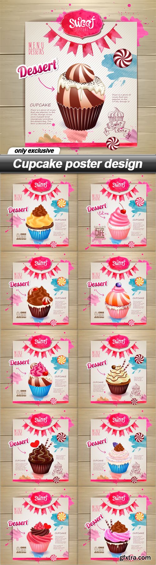 Cupcake poster design - 11 EPS